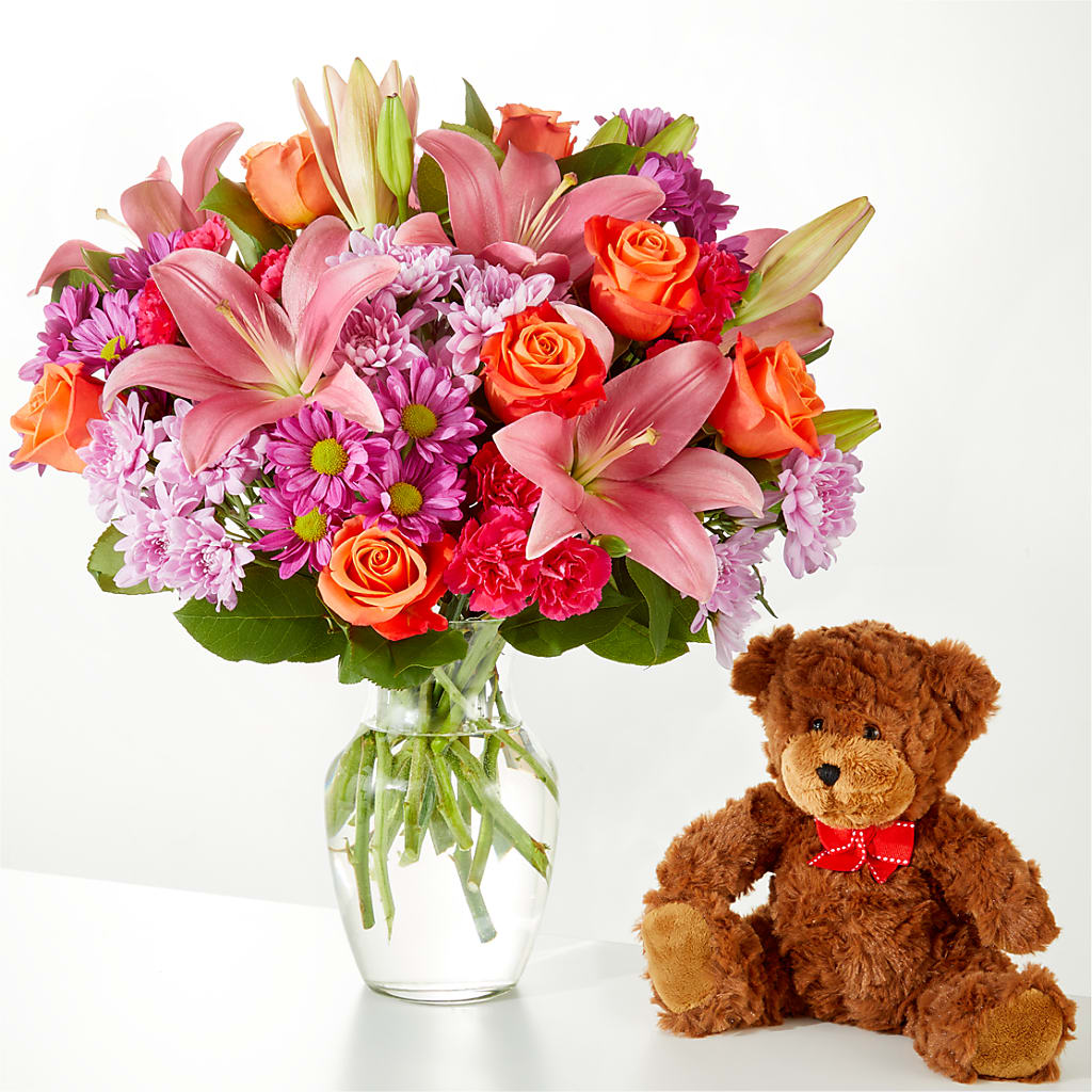 One and Only Bouquet and Bear Bundle – GOD'S GARDEN FLOWER SHOP, Lancaster CA