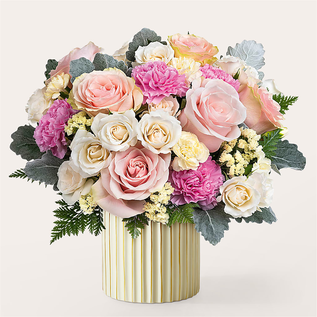 Blissful Moments Bouquet with Ivory Vase – GOD'S GARDEN FLOWER SHOP, Lancaster CA