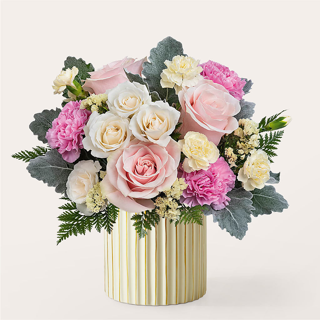 Blissful Moments Bouquet with Ivory Vase – GOD'S GARDEN FLOWER SHOP, Lancaster CA