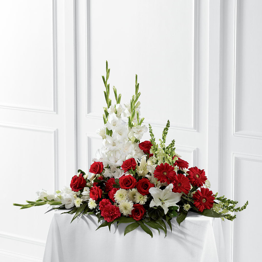 Crimson & White Arrangement – GOD'S GARDEN FLOWER SHOP, Lancaster CA