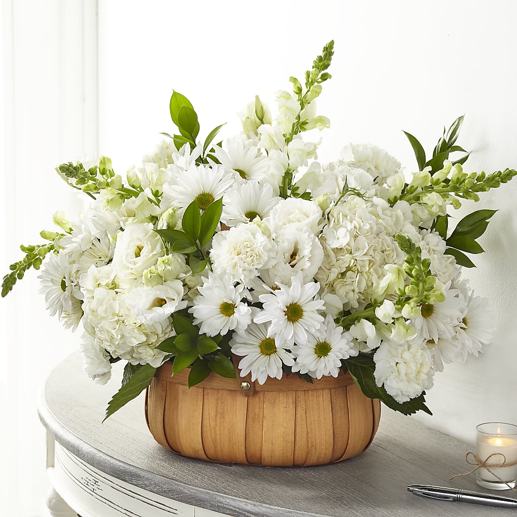 Pure Ivory Basket – GOD'S GARDEN FLOWER SHOP, Lancaster CA