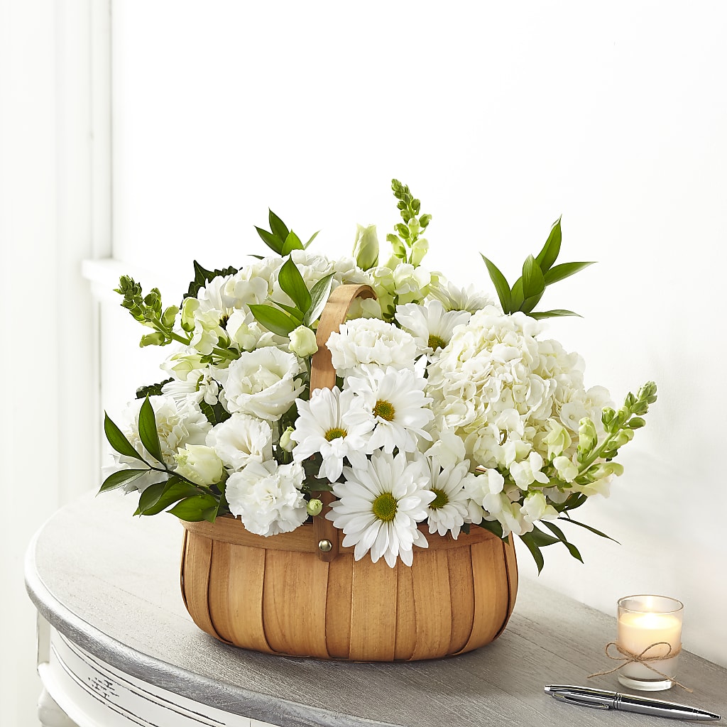Pure Ivory Basket – GOD'S GARDEN FLOWER SHOP, Lancaster CA