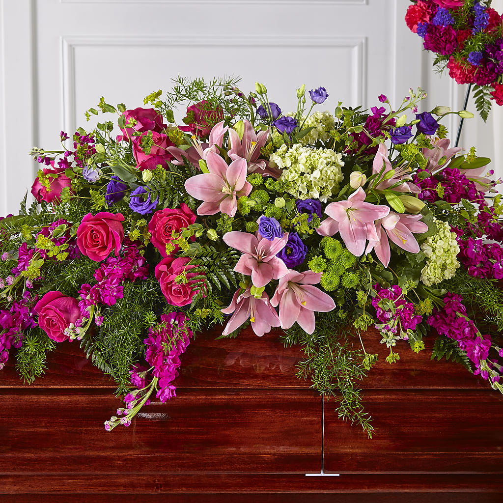 Radiant Tribute Casket Spray – GOD'S GARDEN FLOWER SHOP, Lancaster CA