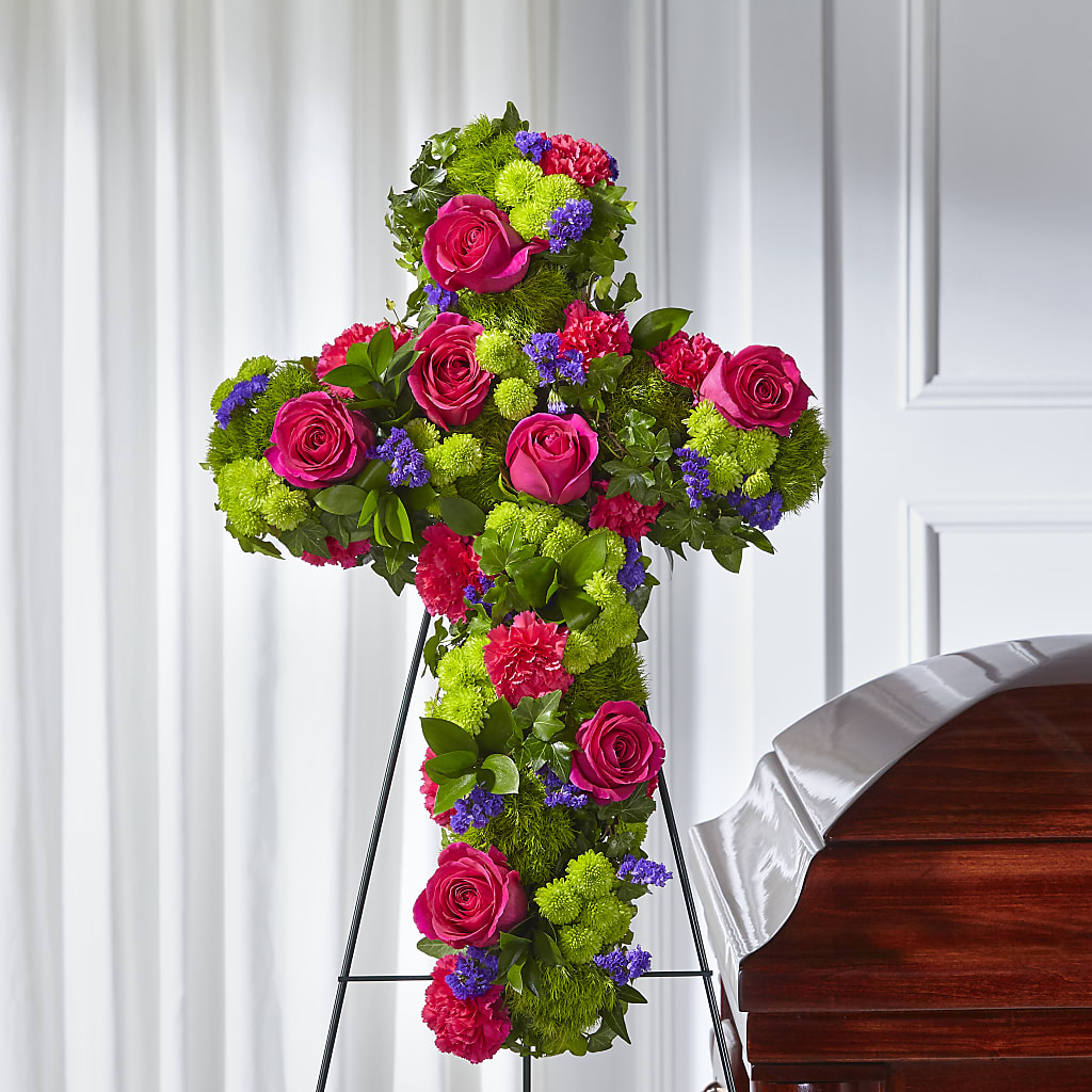 Tribute Rose Floral Cross – GOD'S GARDEN FLOWER SHOP, Lancaster CA