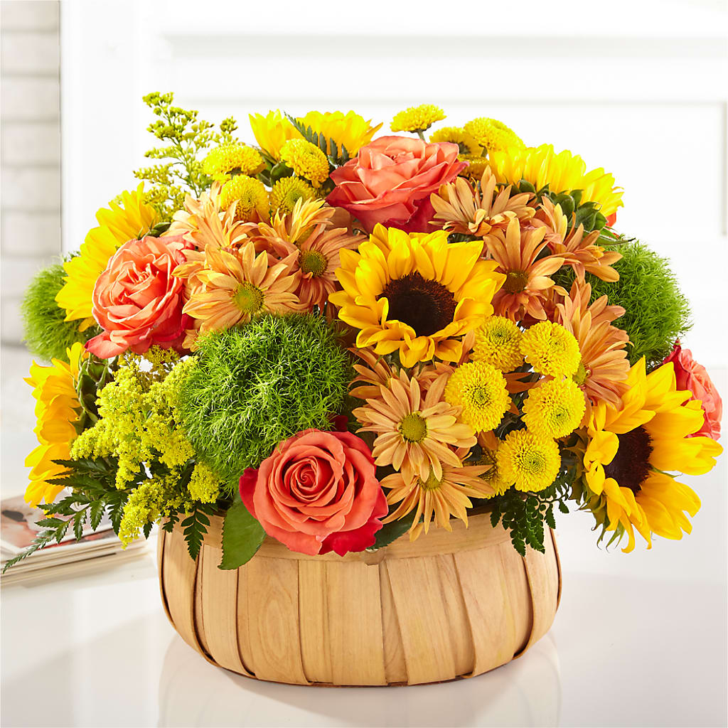 Harvest Sunflower Basket – GOD'S GARDEN FLOWER SHOP, Lancaster CA