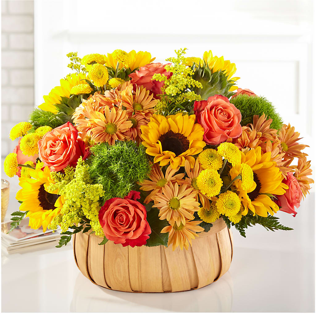 Harvest Sunflower Basket – GOD'S GARDEN FLOWER SHOP, Lancaster CA