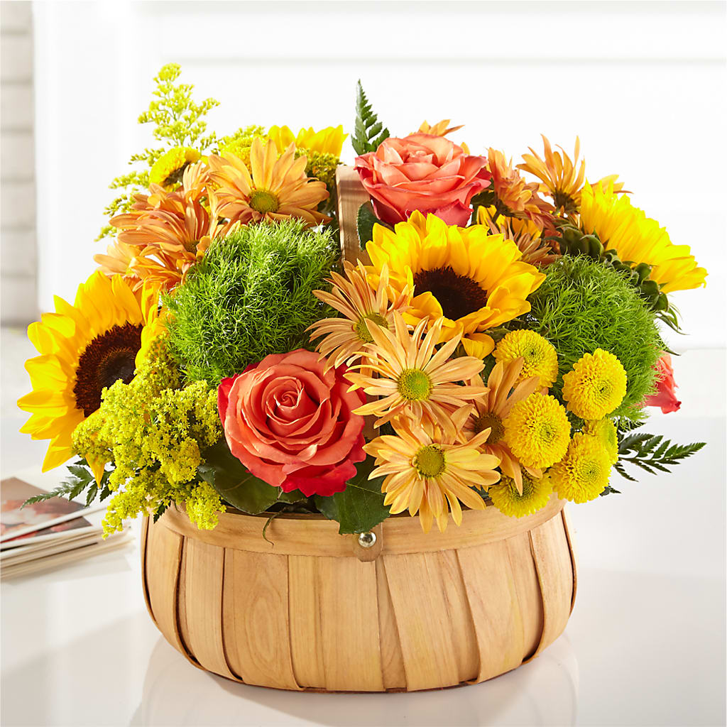 Harvest Sunflower Basket – GOD'S GARDEN FLOWER SHOP, Lancaster CA