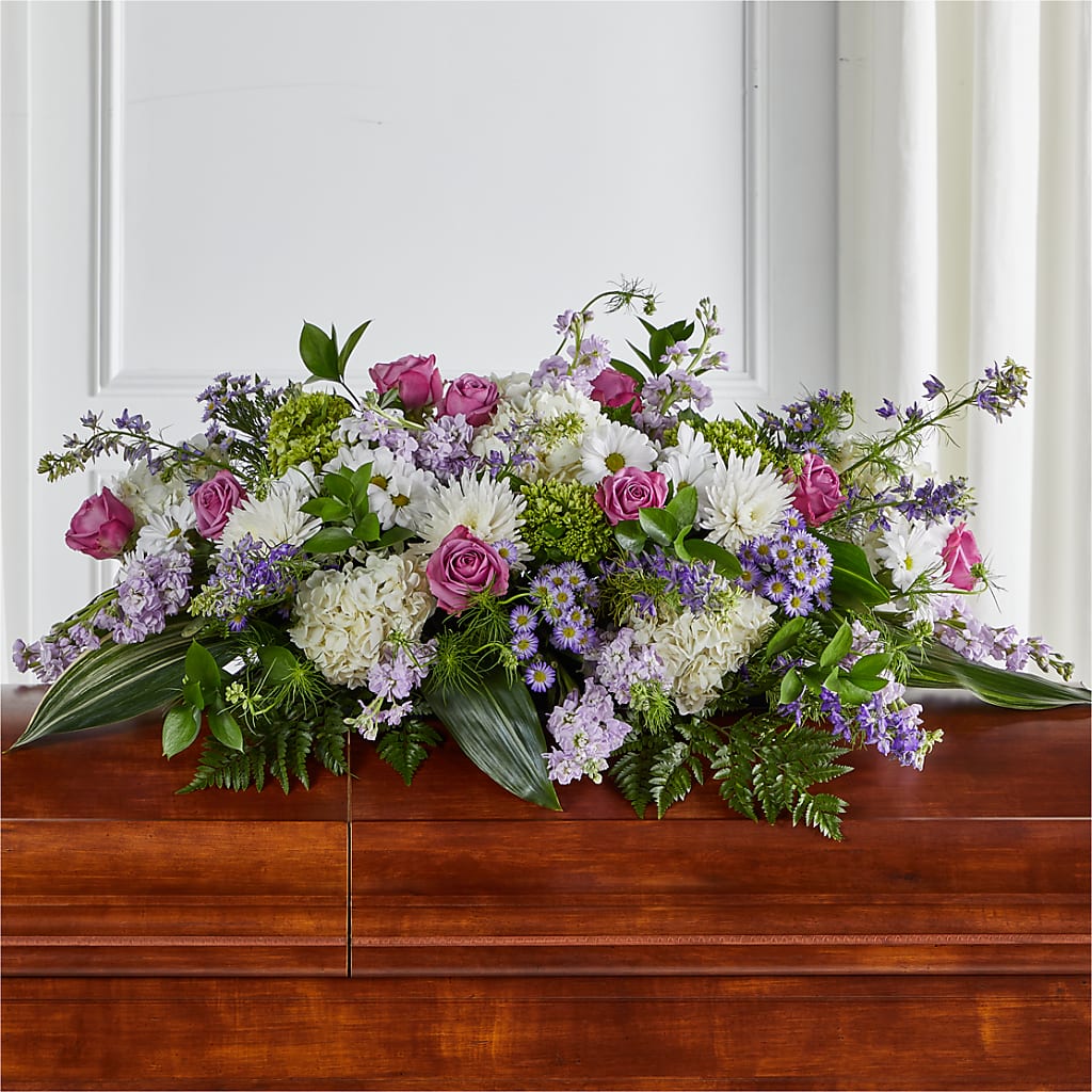Meadows of Serenity Casket Spray – GOD'S GARDEN FLOWER SHOP, Lancaster CA