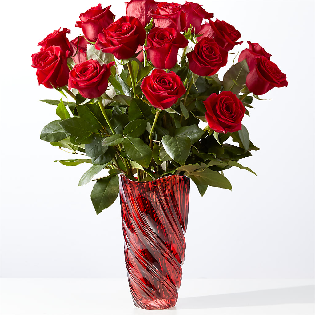 Classic Love Red Rose Bouquet with Luxe Swirl Vase – GOD'S GARDEN FLOWER SHOP, Lancaster CA