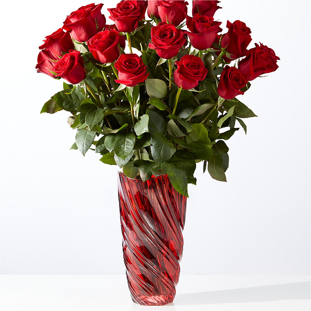 Classic Love Red Rose Bouquet with Luxe Swirl Vase – GOD'S GARDEN FLOWER SHOP, Lancaster CA