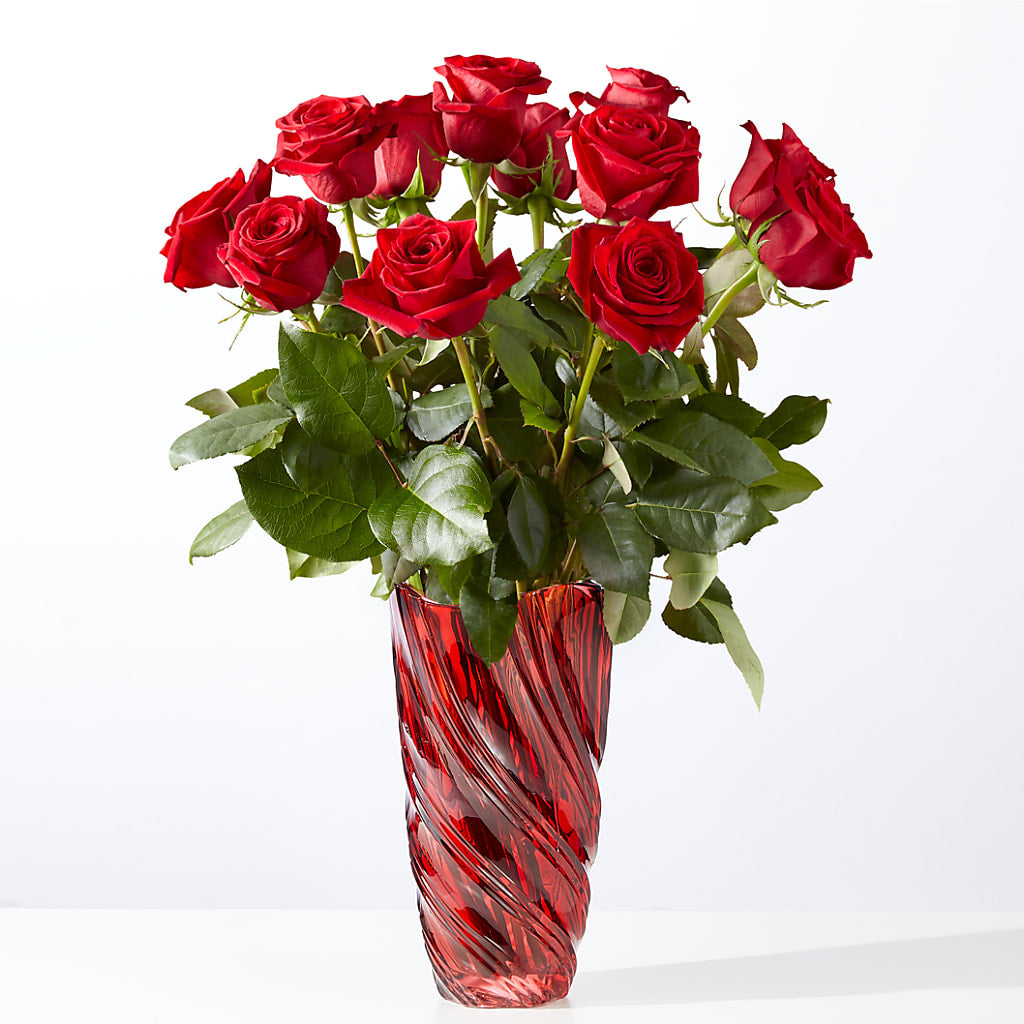 Classic Love Red Rose Bouquet with Luxe Swirl Vase – GOD'S GARDEN FLOWER SHOP, Lancaster CA
