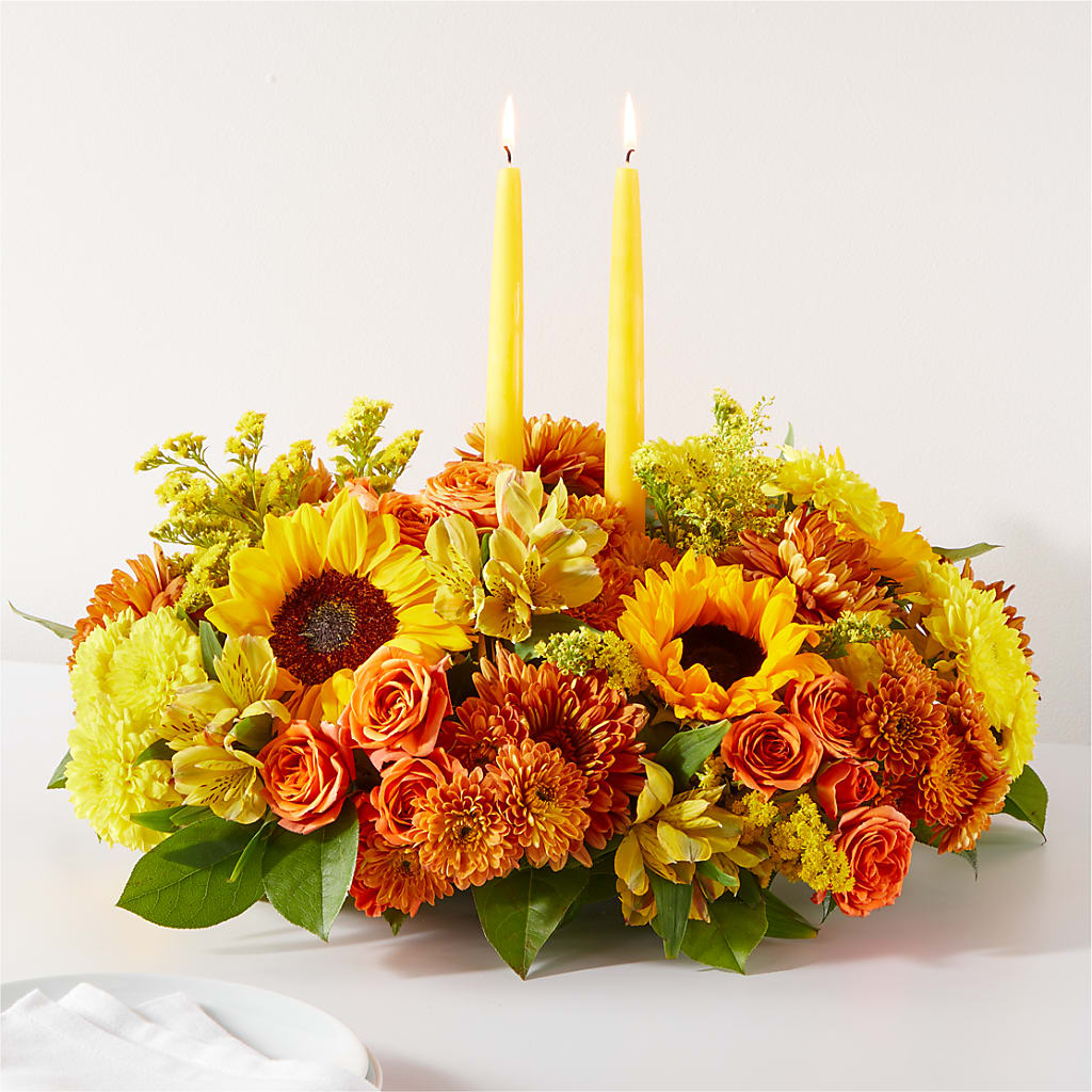 Autumn Harmony Centerpiece – GOD'S GARDEN FLOWER SHOP, Lancaster CA