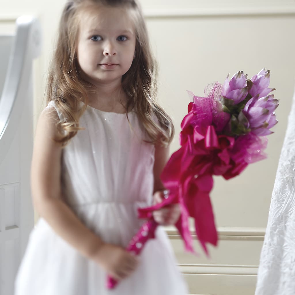 Sparkle Pink Flower Girl Bouquet – GOD'S GARDEN FLOWER SHOP, Lancaster CA