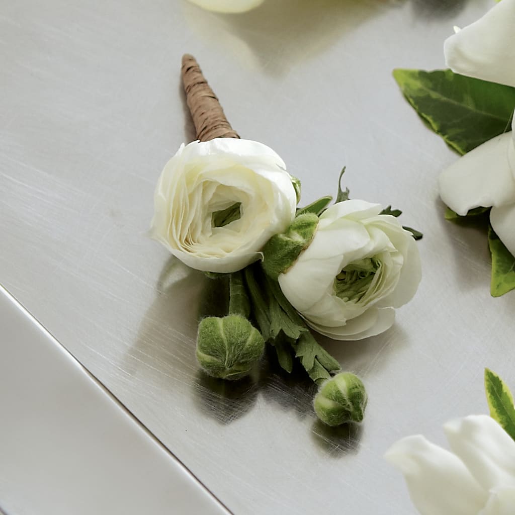 White Ranunculus Boutonniere – GOD'S GARDEN FLOWER SHOP, Lancaster CA