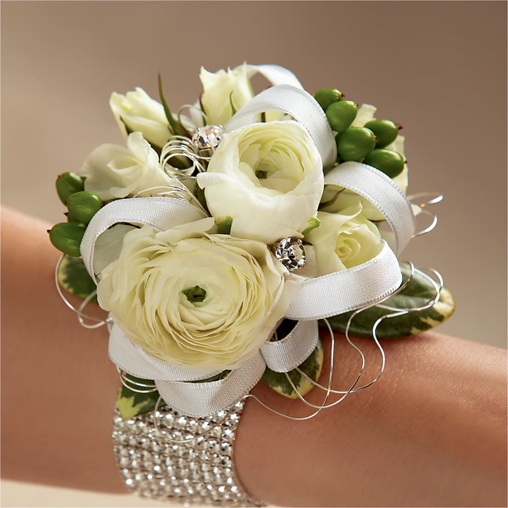 White Wedding Corsage – GOD'S GARDEN FLOWER SHOP, Lancaster CA