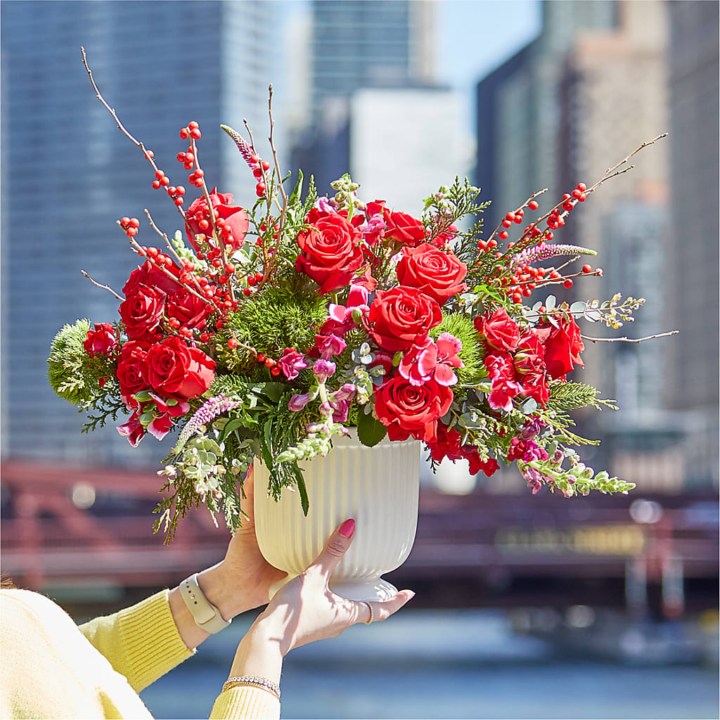 Big Red Bow Bouquet – GOD'S GARDEN FLOWER SHOP, Lancaster CA