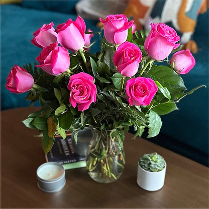 Long Stem Pink Rose Bouquet – GOD'S GARDEN FLOWER SHOP, Lancaster CA