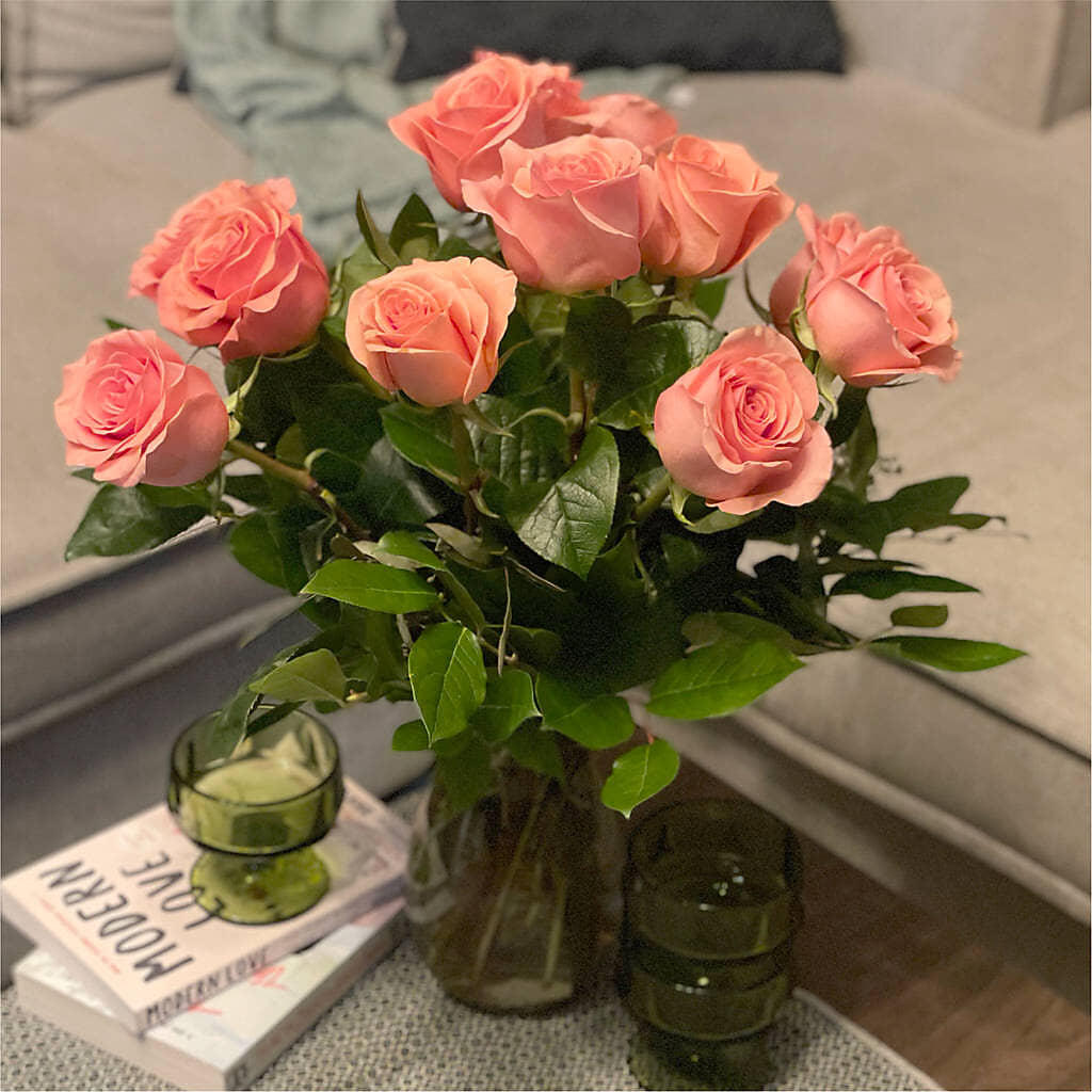 Long Stem Pink Rose Bouquet – GOD'S GARDEN FLOWER SHOP, Lancaster CA