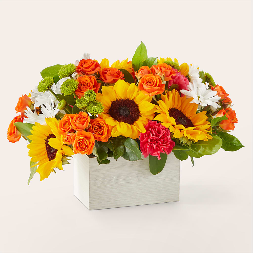 Sun-drenched Blooms Box Bouquet – GOD'S GARDEN FLOWER SHOP, Lancaster CA