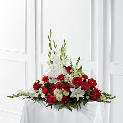 Crimson & White Arrangement – GOD'S GARDEN FLOWER SHOP, Lancaster CA
