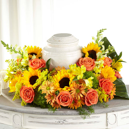Faithful Sunflower Cremation Adornment – GOD'S GARDEN FLOWER SHOP, Lancaster CA