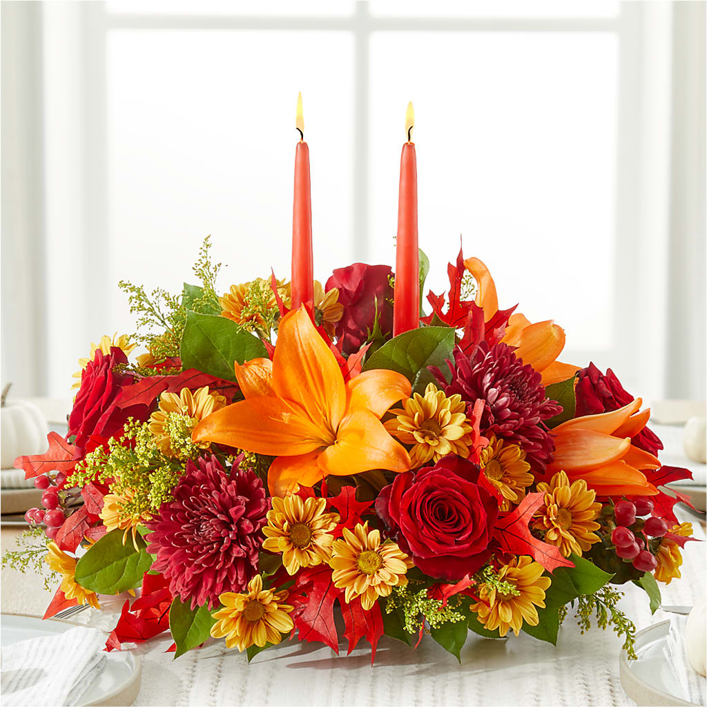 Autumn's Embrace Centerpiece – GOD'S GARDEN FLOWER SHOP, Lancaster CA