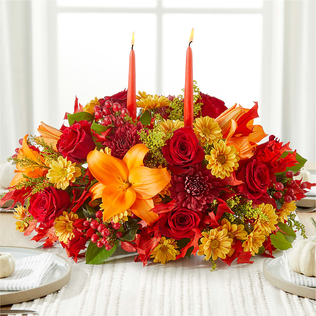 Autumn's Embrace Centerpiece – GOD'S GARDEN FLOWER SHOP, Lancaster CA