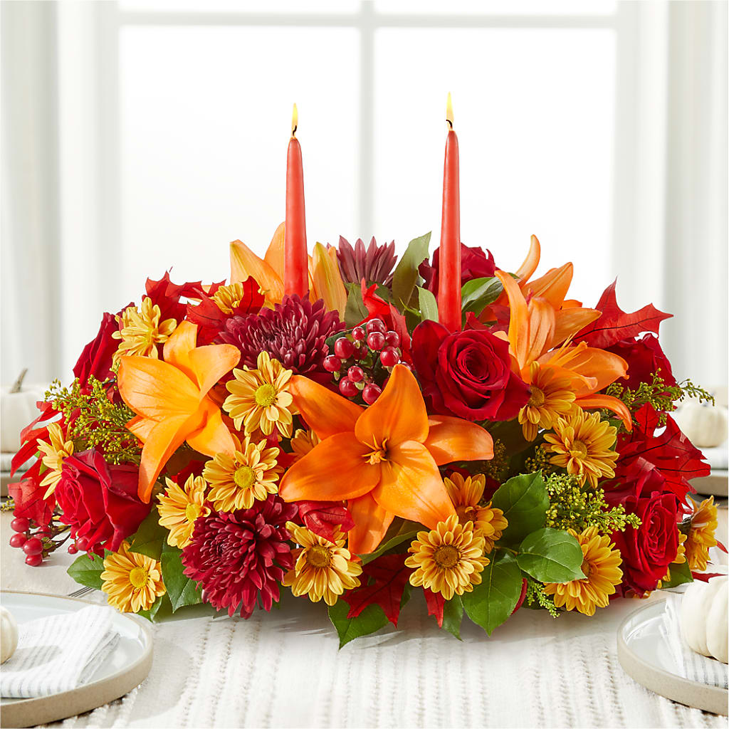 Autumn's Embrace Centerpiece – GOD'S GARDEN FLOWER SHOP, Lancaster CA