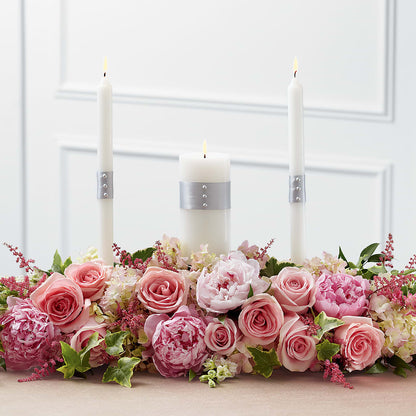 Worldwide Romance Unity Candle Arrangement – GOD'S GARDEN FLOWER SHOP, Lancaster CA
