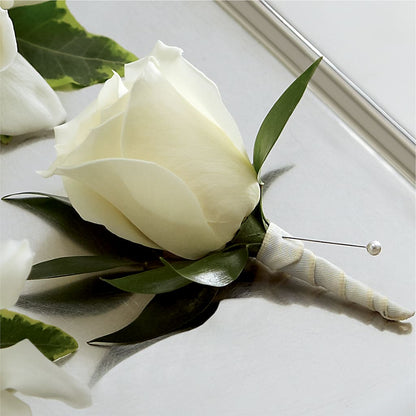 White Rose Boutonniere – GOD'S GARDEN FLOWER SHOP, Lancaster CA